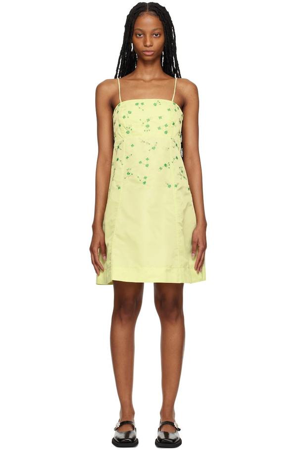 Gnn Lily Green Nylon Mini Dress