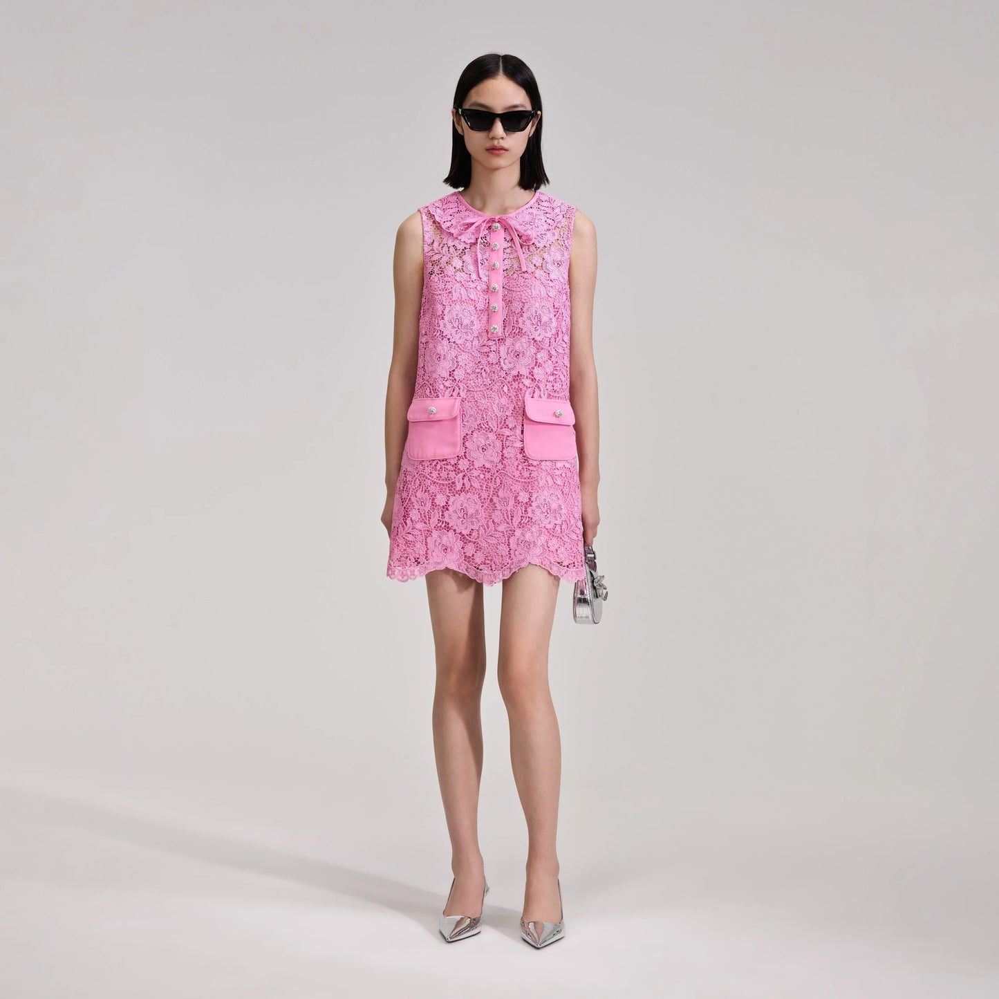 SP Pink Cord Lace Mini Dress