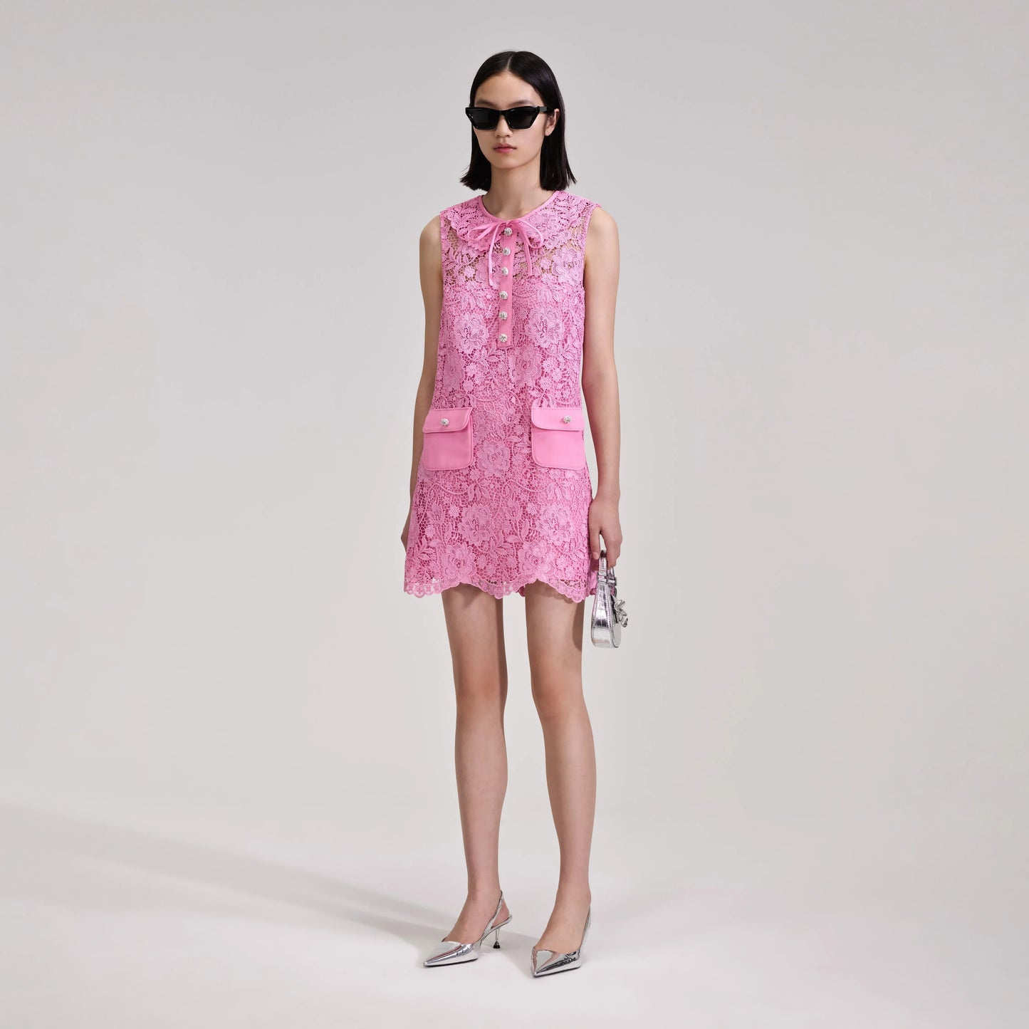 SP Pink Cord Lace Mini Dress