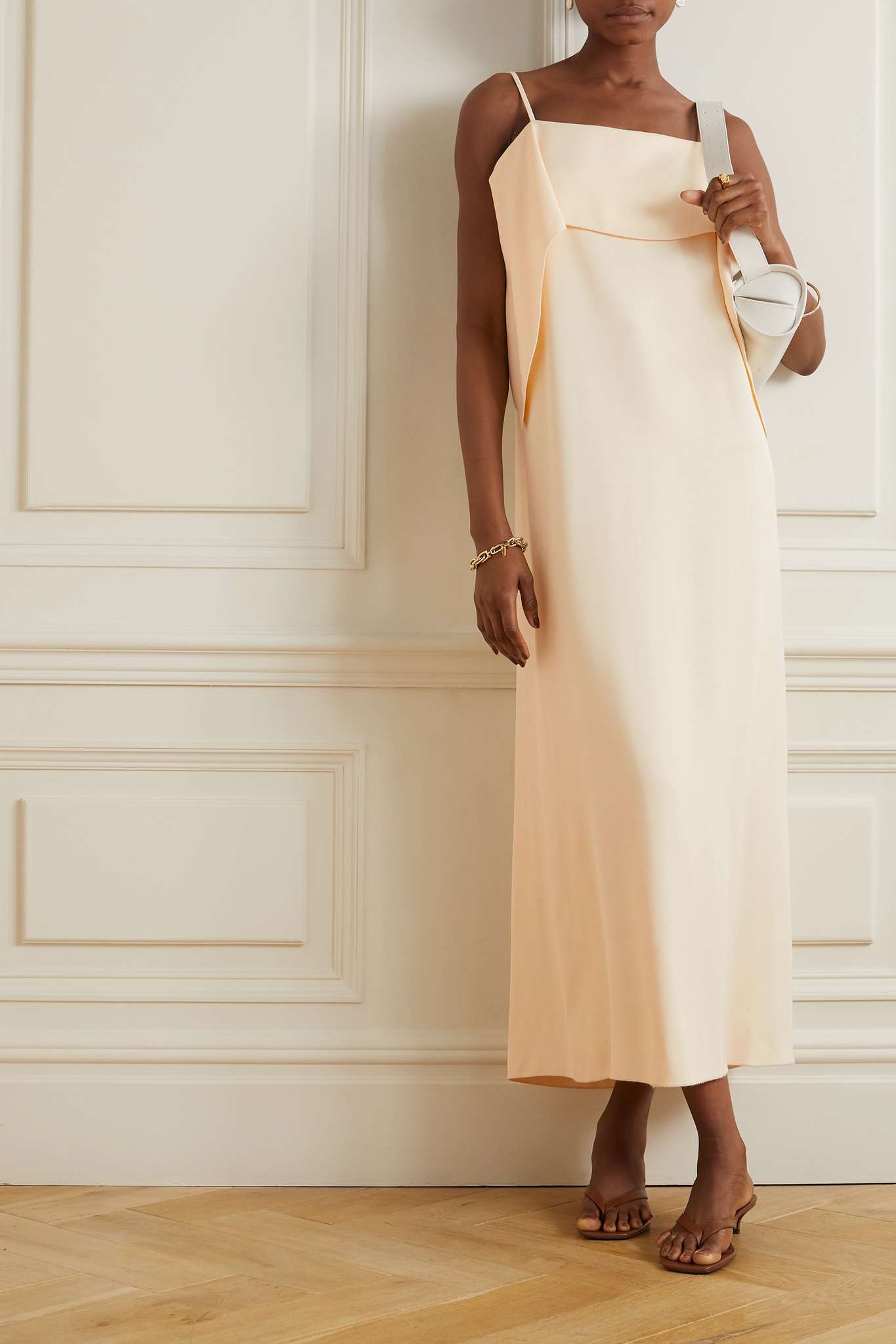 Ttm Open Back Draped Midi Dress