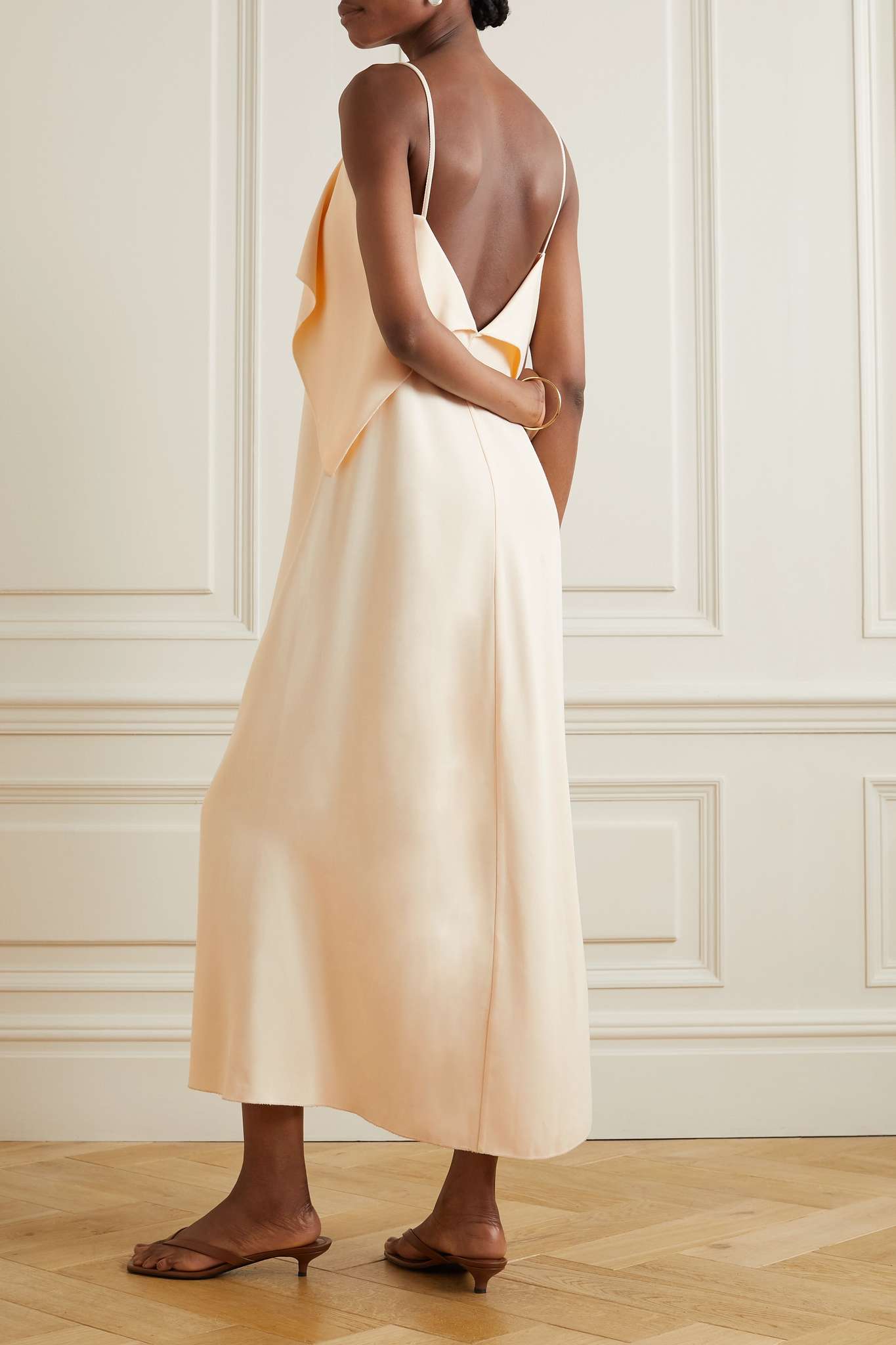 Ttm Open Back Draped Midi Dress