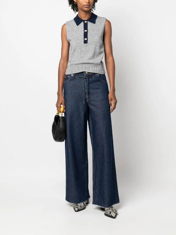 Gnn Polo Collar Sleeveless Top