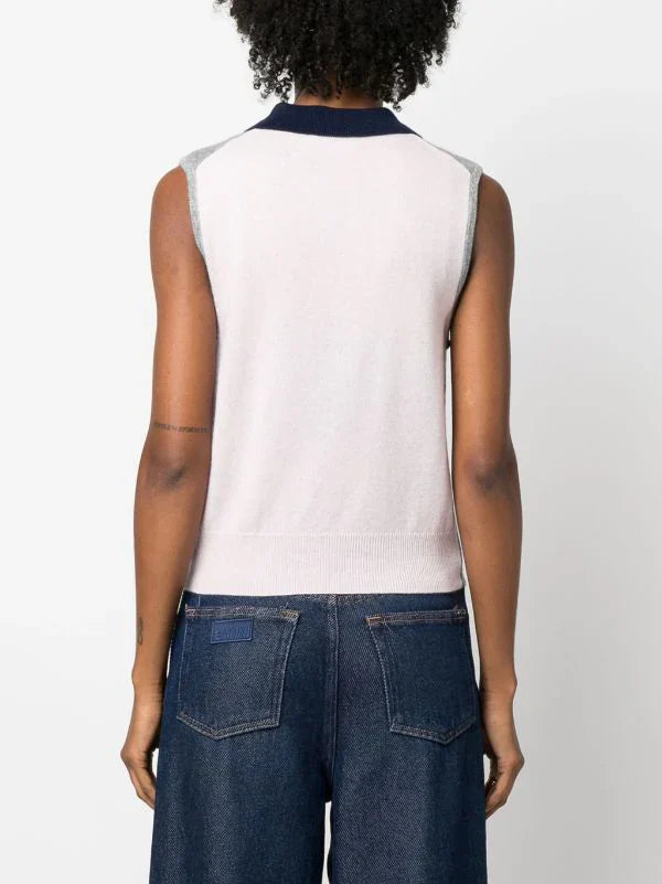 Gnn Polo Collar Sleeveless Top