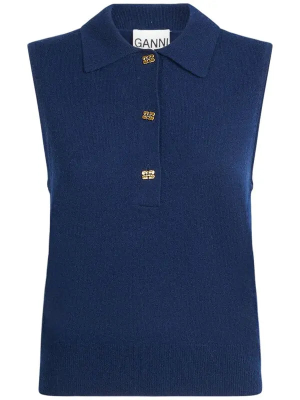 Gnn Polo Collar Sleeveless Top