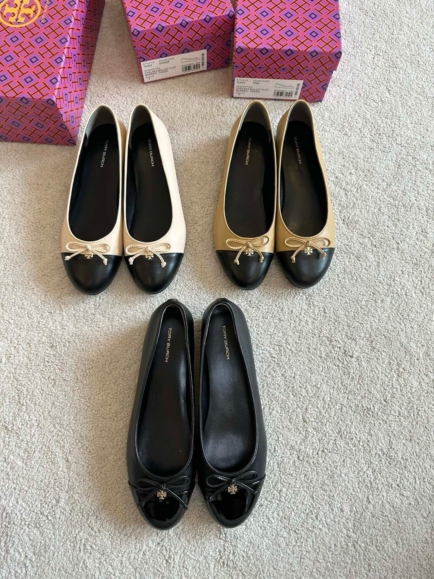 TB Leather Ballet Flats