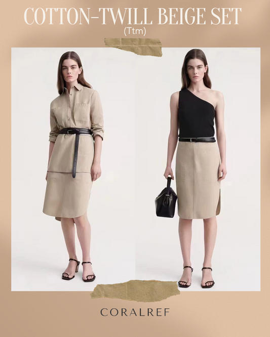 Ttm Cotton Twill Beige Shirt & Skirt Set