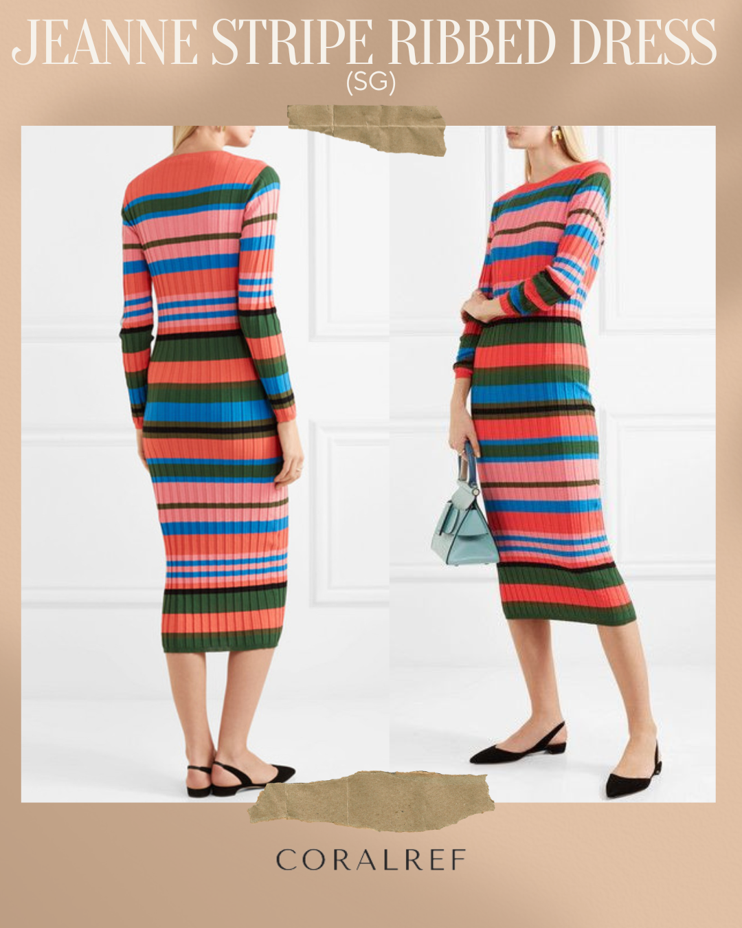 SG Jeanne Stripe Ribbed Midi Dress