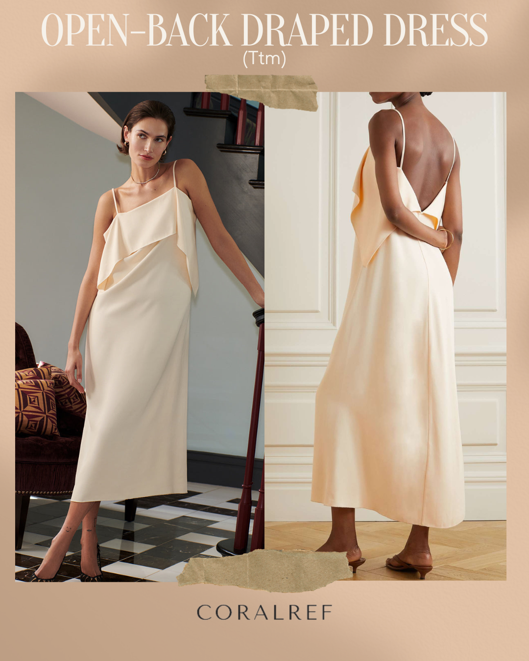 Ttm Open Back Draped Midi Dress