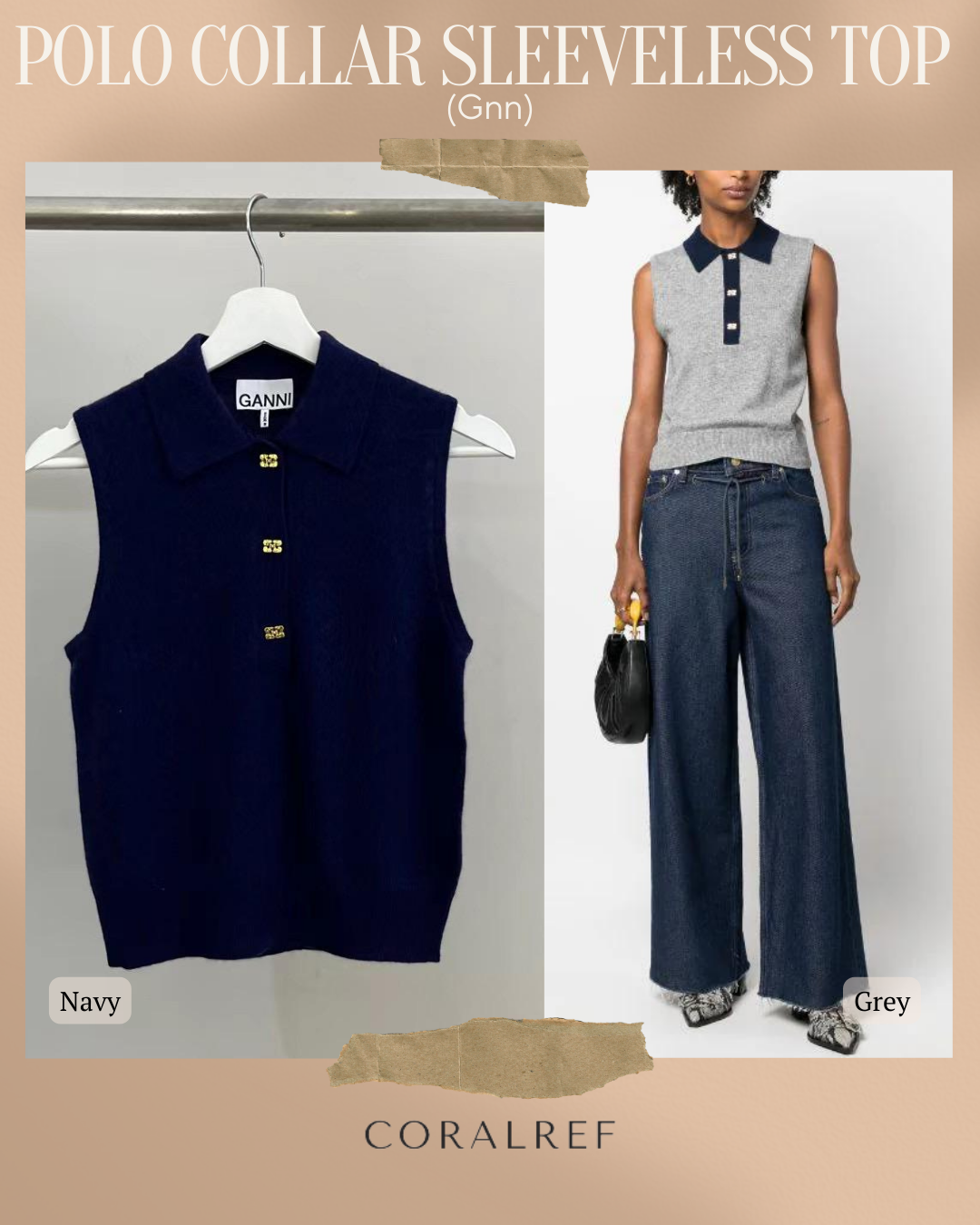 Gnn Polo Collar Sleeveless Top