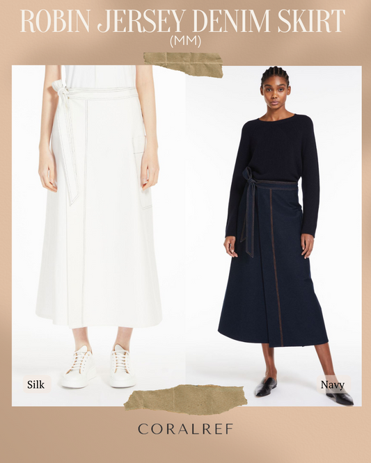 MM Robin Jersey Denim Midi Skirt